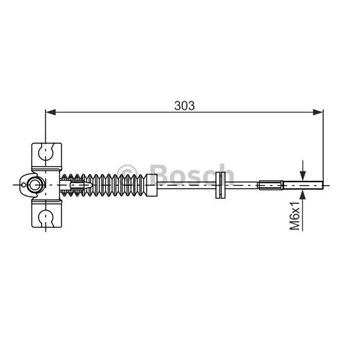 palancas cables frenado - Cable de accionamiento, freno de estacionamiento BOSCH 1987477982