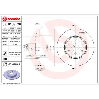 discos de freno coche - Disco de freno BREMBO 08816320