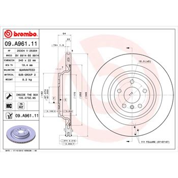 discos de freno coche - Disco de freno BREMBO 09A96111