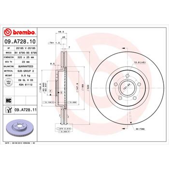 discos de freno coche - Disco de freno BREMBO 09A72810