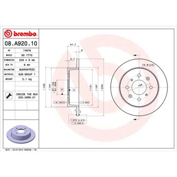 discos de freno coche - Disco de freno BREMBO 08A92010