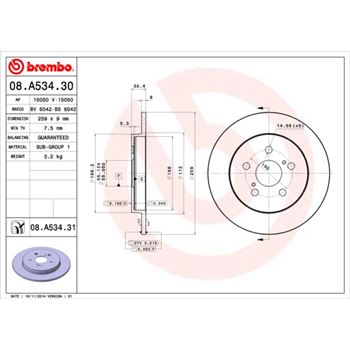 discos de freno coche - Disco de freno BREMBO 08A53430