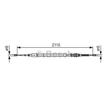 palancas cables frenado - Cable de accionamiento, freno de estacionamiento BOSCH 1987477775