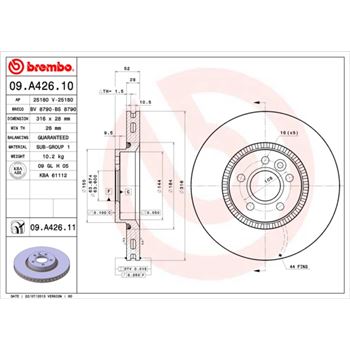 discos de freno coche - Disco de freno BREMBO 09A42610