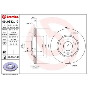 discos de freno coche - Disco de freno BREMBO 09958210