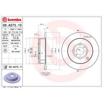discos de freno coche - Disco de freno BREMBO 08A27310