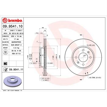 discos de freno coche - Disco de freno BREMBO 09954110
