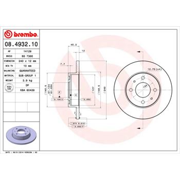 discos de freno coche - Disco de freno BREMBO 08493210