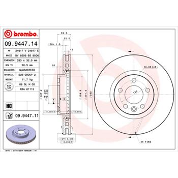discos de freno coche - Disco de freno BREMBO 09944714