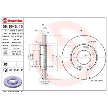 discos de freno coche - Disco de freno BREMBO 09954510