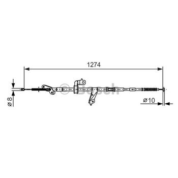 palancas cables frenado - Cable de accionamiento, freno de estacionamiento BOSCH 1987482366