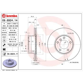 discos de freno coche - Disco de freno BREMBO 09692414