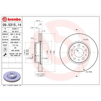 discos de freno coche - Disco de freno BREMBO 09531514