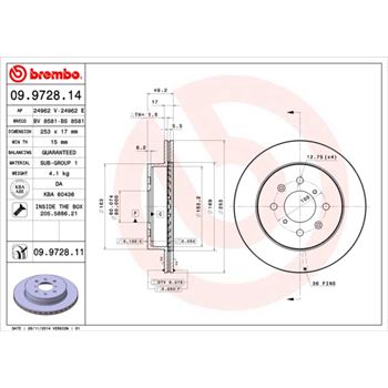 discos de freno coche - Disco de freno BREMBO 09972814