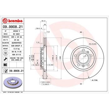 discos de freno coche - Disco de freno BREMBO 09990821
