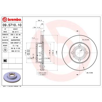 discos de freno coche - Disco de freno BREMBO 09571010