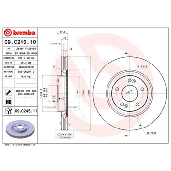 discos de freno coche - Disco de freno BREMBO 09C24510