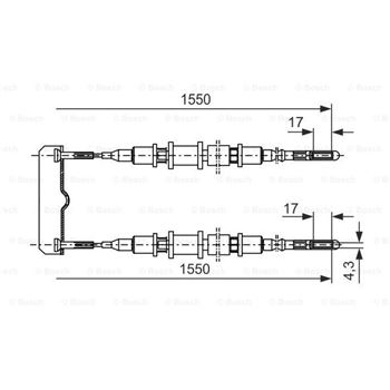 palancas cables frenado - Cable de accionamiento, freno de estacionamiento BOSCH 1987477250