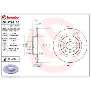 discos de freno coche - Disco de freno BREMBO 08A22410
