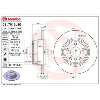 discos de freno coche - Disco de freno BREMBO 08701980