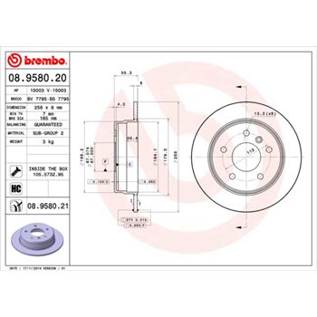 discos de freno coche - Disco de freno BREMBO 08958020