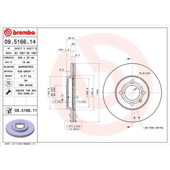 discos de freno coche - Disco de freno BREMBO 09516614