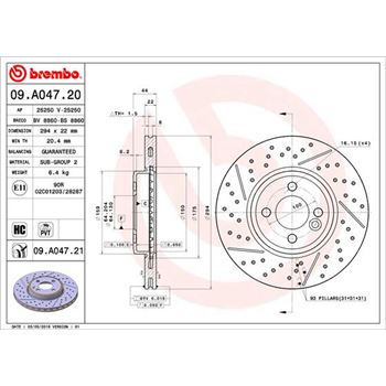 discos de freno coche - Disco de freno BREMBO 09A04720