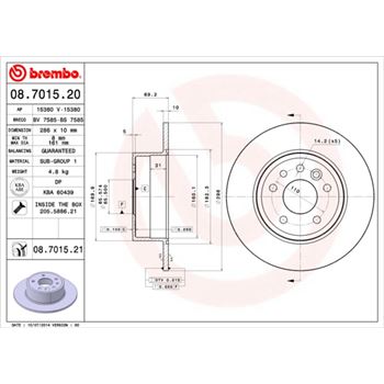 discos de freno coche - Disco de freno BREMBO 08701520