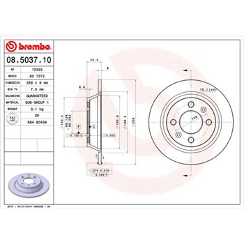 discos de freno coche - Disco de freno BREMBO 08503710
