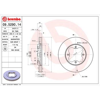 discos de freno coche - Disco de freno BREMBO 09529014