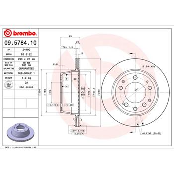 discos de freno coche - Disco de freno BREMBO 09578410