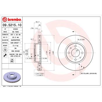 discos de freno coche - Disco de freno BREMBO 09521510