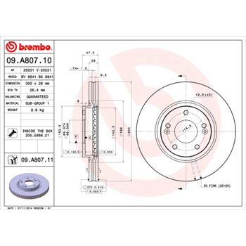 discos de freno coche - Disco de freno BREMBO 09A80710