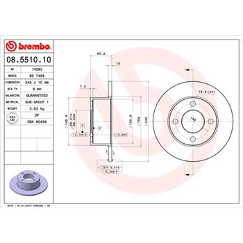 discos de freno coche - Disco de freno BREMBO 08551010