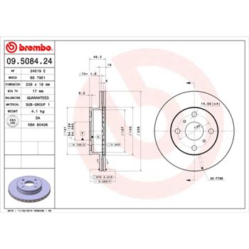 discos de freno coche - Disco de freno BREMBO 09508424