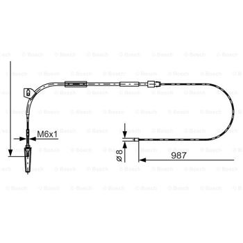 palancas cables frenado - Cable de accionamiento, freno de estacionamiento BOSCH 1987477962