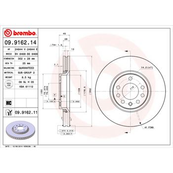 discos de freno coche - Disco de freno BREMBO 09916214