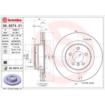 discos de freno coche - Disco de freno BREMBO 09937421