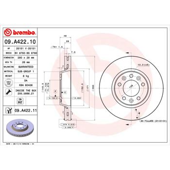 discos de freno coche - Disco de freno BREMBO 09A42210