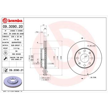 discos de freno coche - Disco de freno BREMBO 09309020