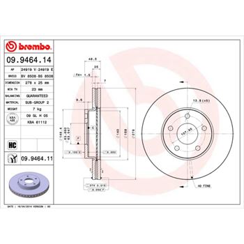 discos de freno coche - Disco de freno BREMBO 09946414