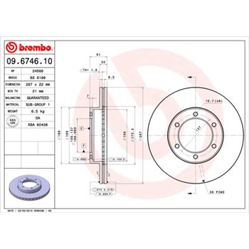 discos de freno coche - Disco de freno BREMBO 09674610