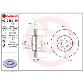discos de freno coche - Disco de freno BREMBO 09935010