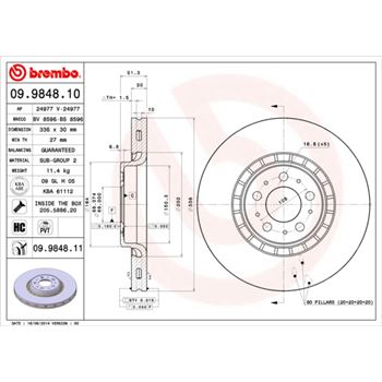 discos de freno coche - Disco de freno BREMBO 09984810