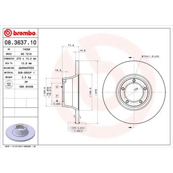 discos de freno coche - Disco de freno BREMBO 08363710