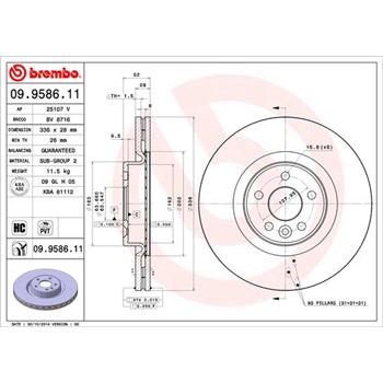 discos de freno coche - Disco de freno BREMBO 09958611