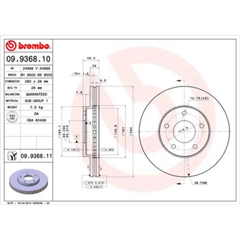 discos de freno coche - Disco de freno BREMBO 09936810