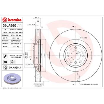 discos de freno coche - Disco de freno BREMBO 09A96011