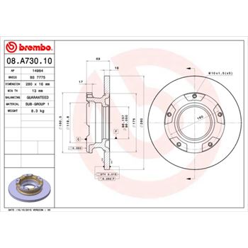 discos de freno coche - Disco de freno BREMBO 08A73010