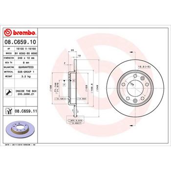 discos de freno coche - Disco de freno BREMBO 08C65910